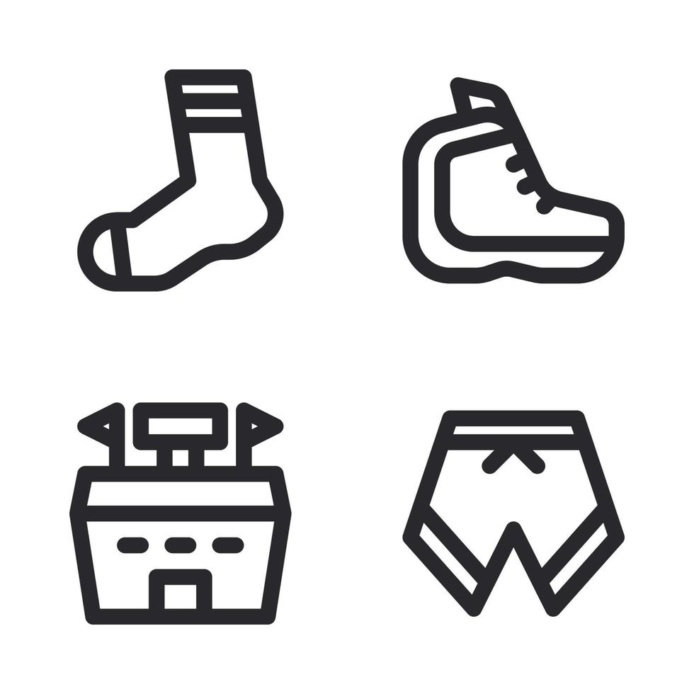 basketboll ikoner uppsättning. strumpor, skor, stadion, byxor. perfekt för hemsida mobil app, app ikoner, presentation, illustration och några Övrig projekt vektor