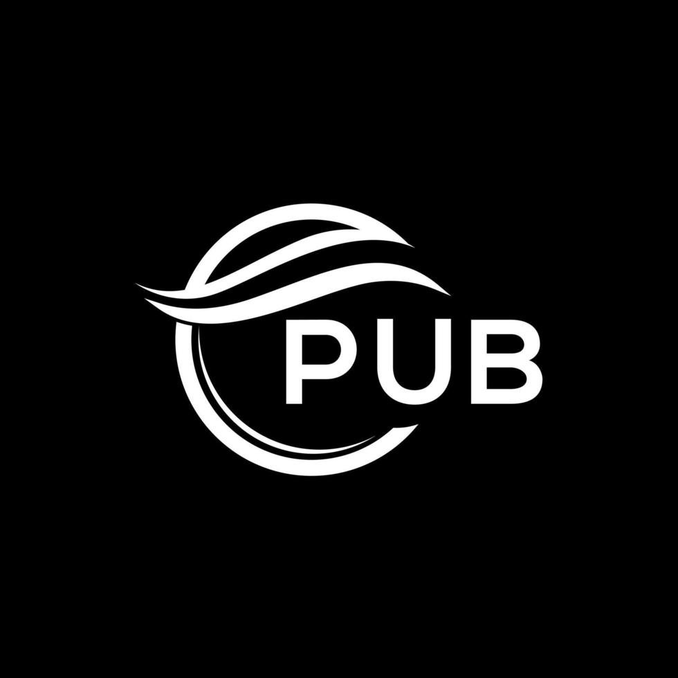 pub brev logotyp design på svart bakgrund. pub kreativ cirkel logotyp. pub initialer brev logotyp begrepp. pub brev design. vektor