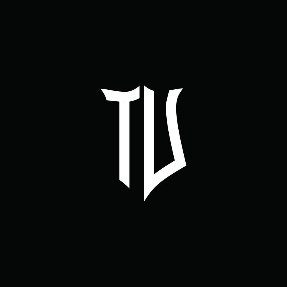 Tu-Monogramm-Buchstaben-Logo-Band mit Schild-Stil auf schwarzem Hintergrund isoliert vektor