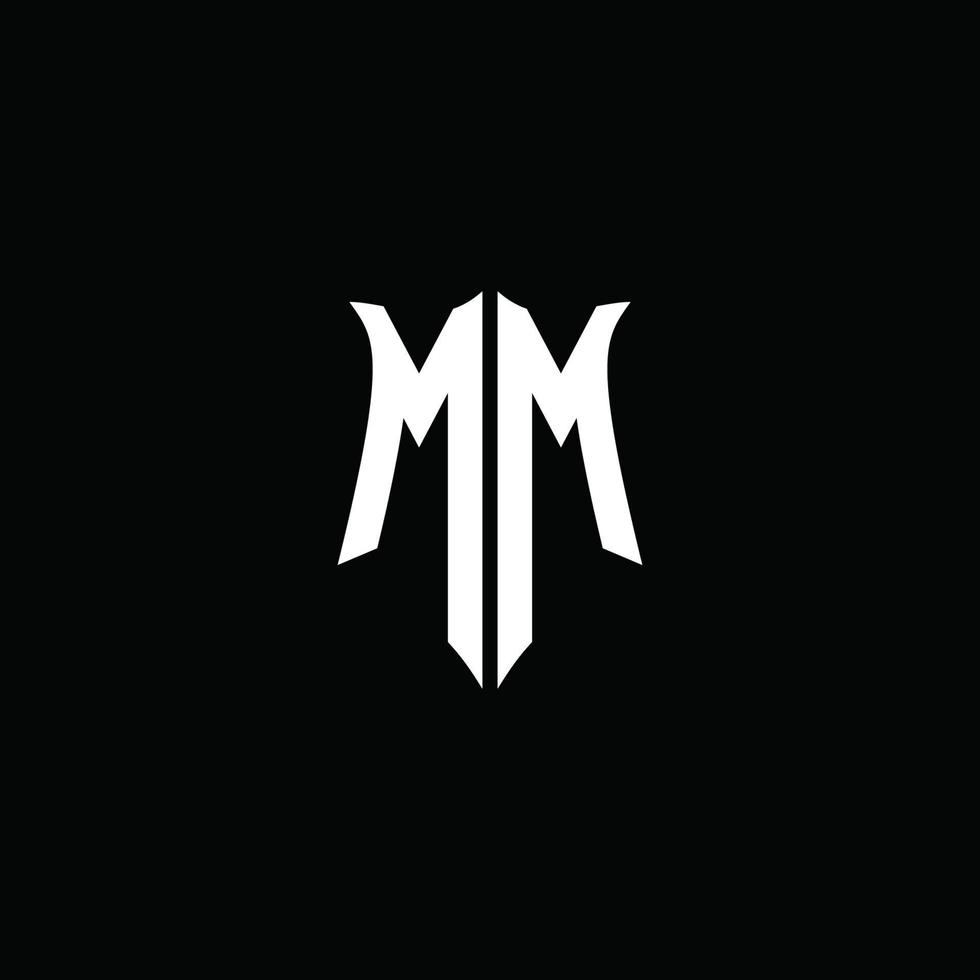 mm monogram brev logotyp band med skydda stil isolerat på svart bakgrund vektor