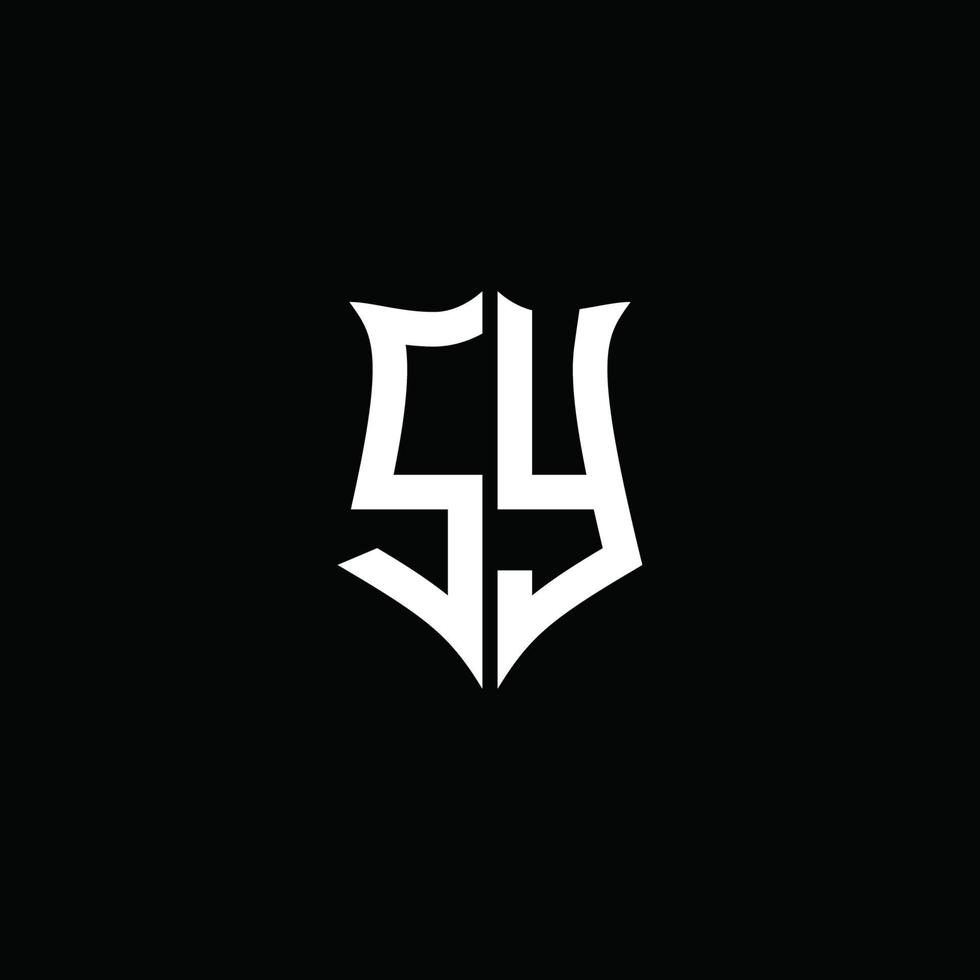 sy-Monogramm-Buchstaben-Logo-Band mit Schild-Stil auf schwarzem Hintergrund isoliert vektor
