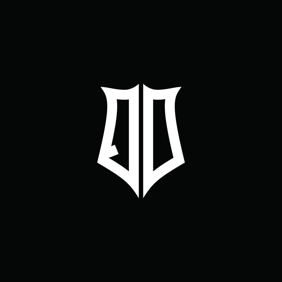 qd monogram brev logotyp band med sköld stil isolerad på svart bakgrund vektor