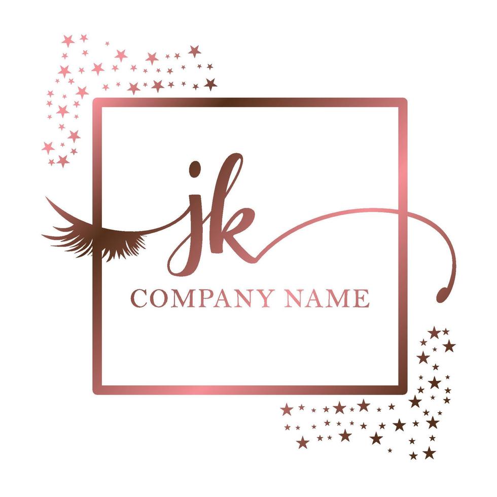 Initiale Logo jk Handschrift Frauen Wimper bilden kosmetisch Hochzeit modern Prämie vektor