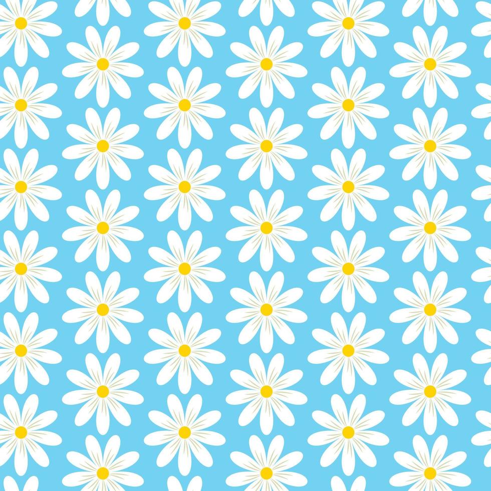 sömlös mönster av hand dragen retro stil daisy blommor. glad färsk bakgrund design för våren, mödrar dag, påsk, bröllop firande, scrapbooking, barnkammare dekor, Hem dekor. vektor