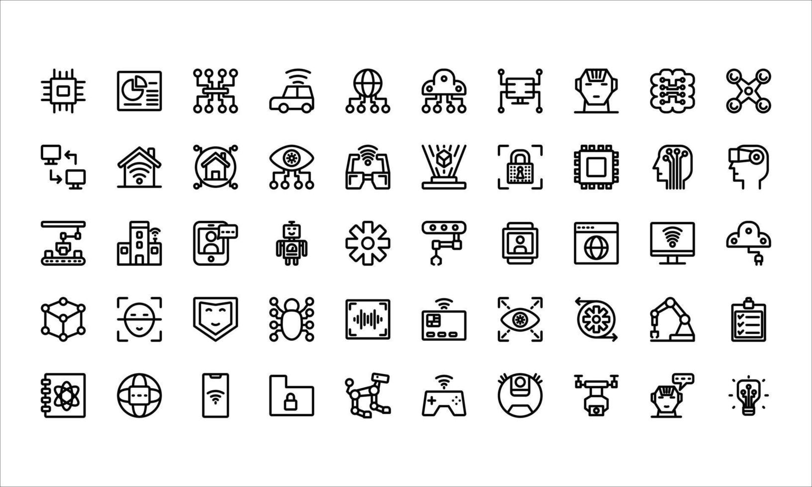uppsättning av ikoner handla om artificiell intelligens. översikt ikon vektor