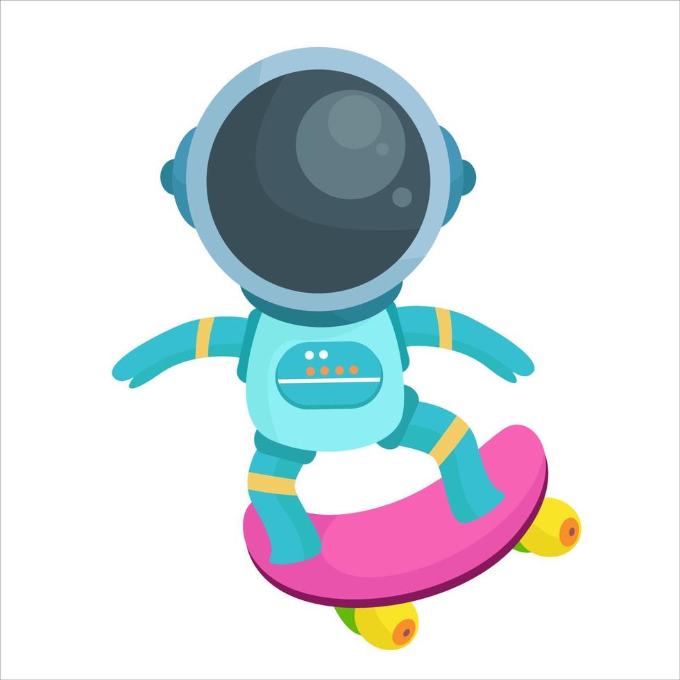 astronaut karaktär i söt tecknad serie stil vektor