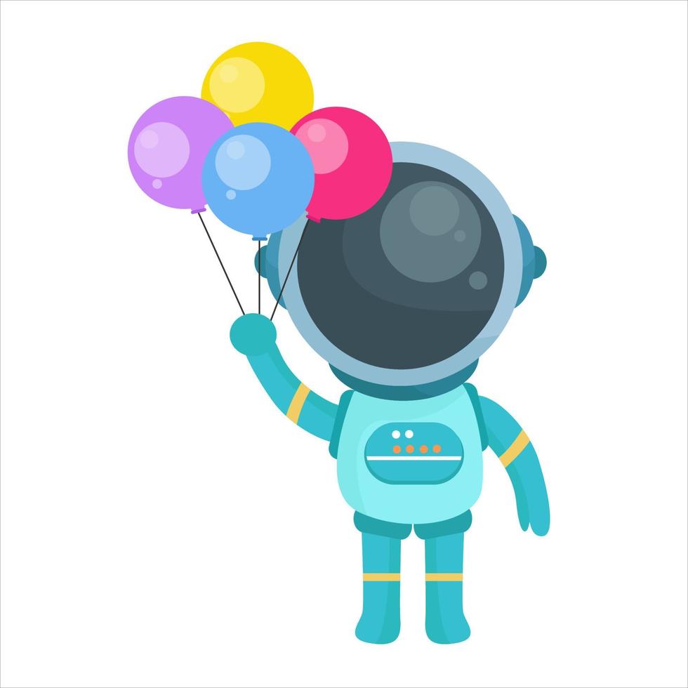 karakter astronot dengan gaya kartun lucu vektor