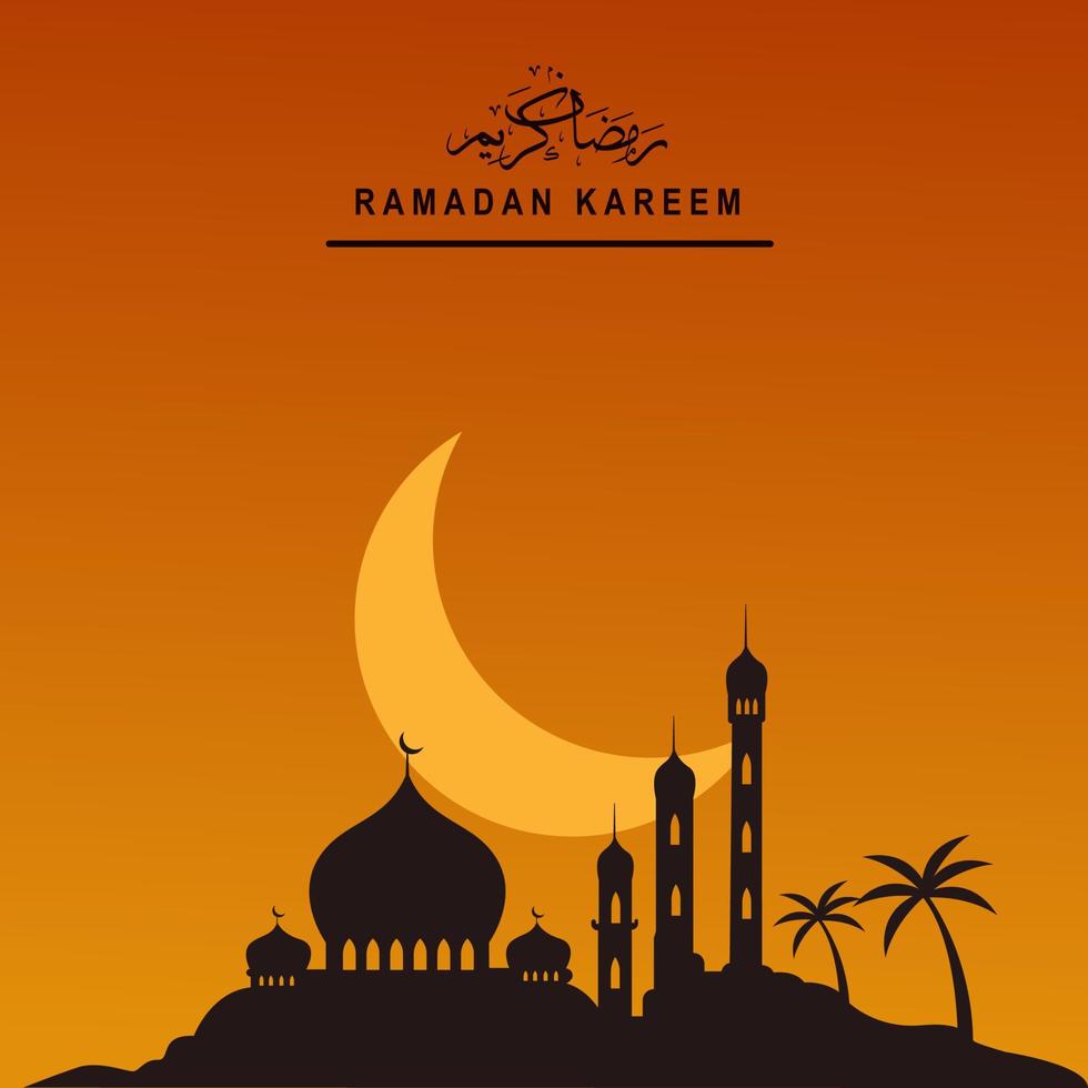 Ramadan kareem Hintergrund mit Arabisch Moschee Silhouette zum Feier heilig Monat von das Muslim Gemeinschaft. Vektor Illustration zum Karte, Einladung, Poster, Banner