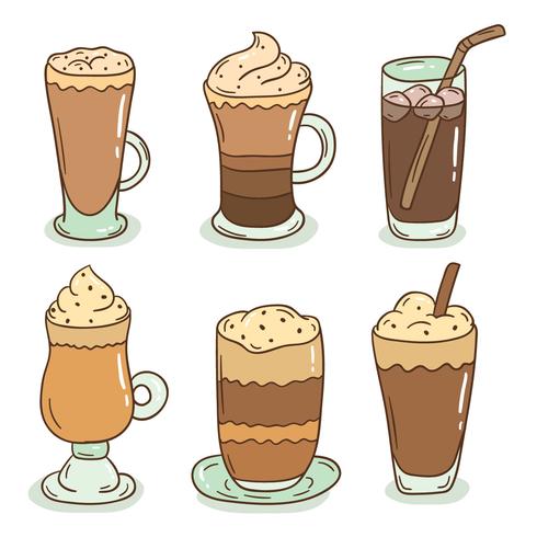 Handdragen Iced Coffee Vector