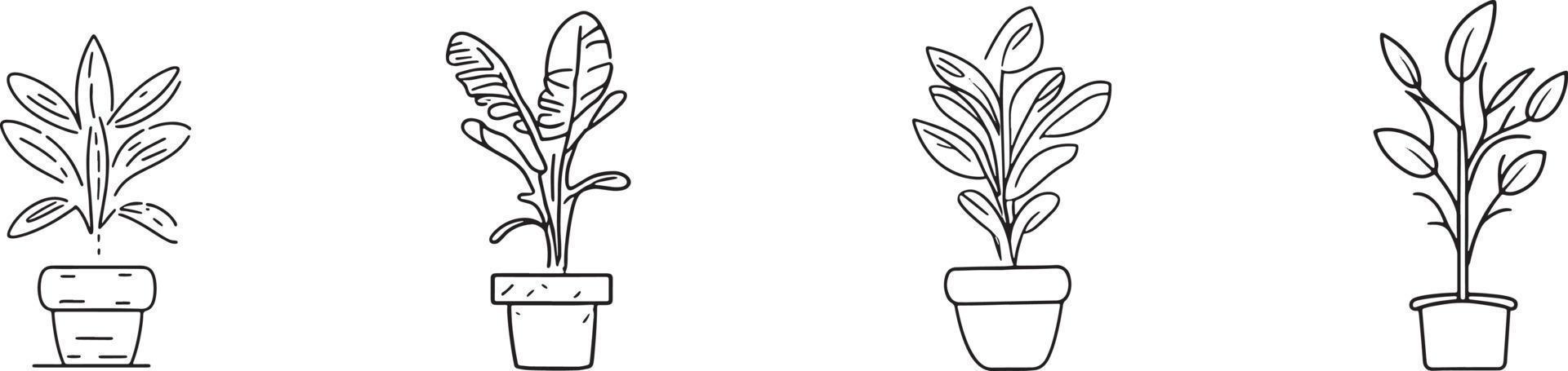 minimalistisch Sammlung von handgemalt Homeplant Töpfe im eben Design vektor
