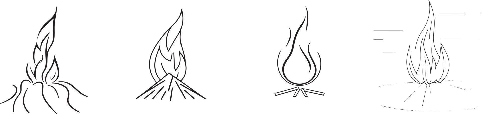 einfach handgemalt Lagerfeuer Gliederung im eben Design vektor