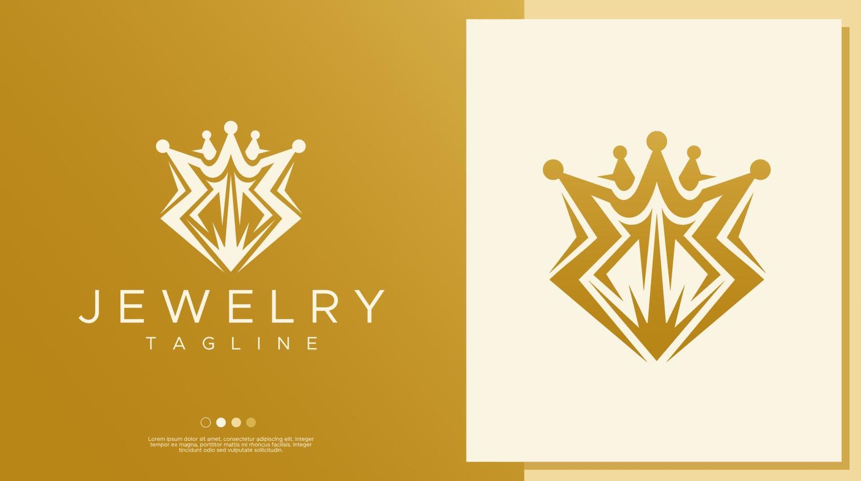 lyx guld diamant krona logotyp design mall. minimalistisk smycke logotyp. vektor