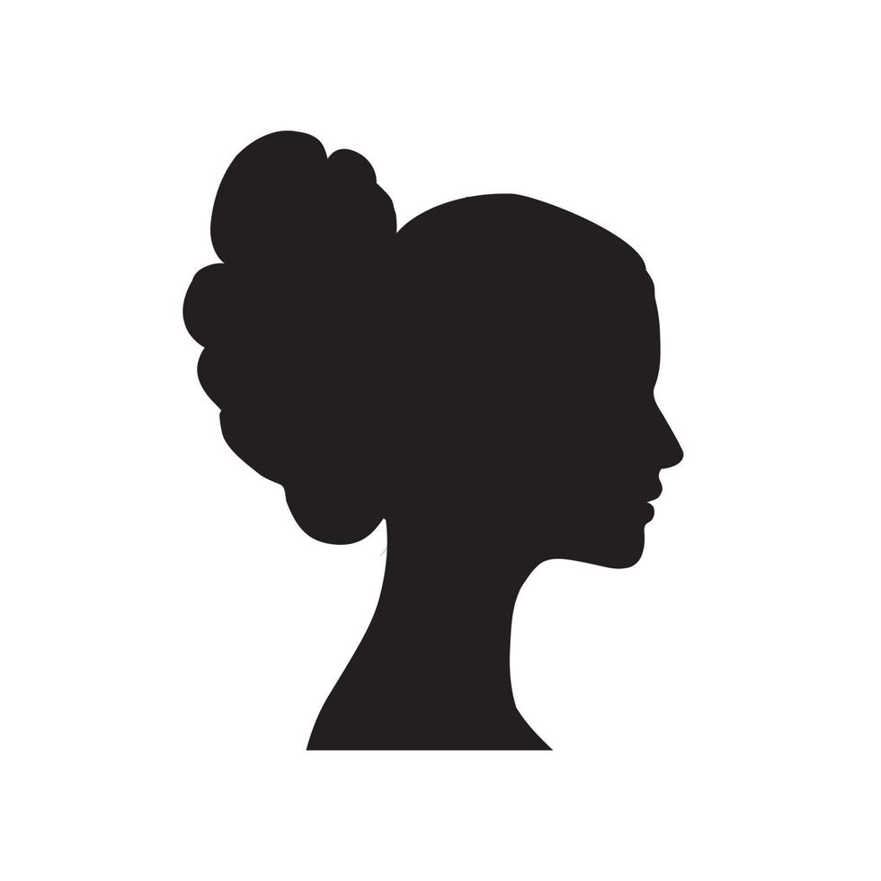 Frau Gesicht Profil Silhouette. Frauenfrisur gezeichnete Ikone. Damenporträt im Retro-Stil. vektor