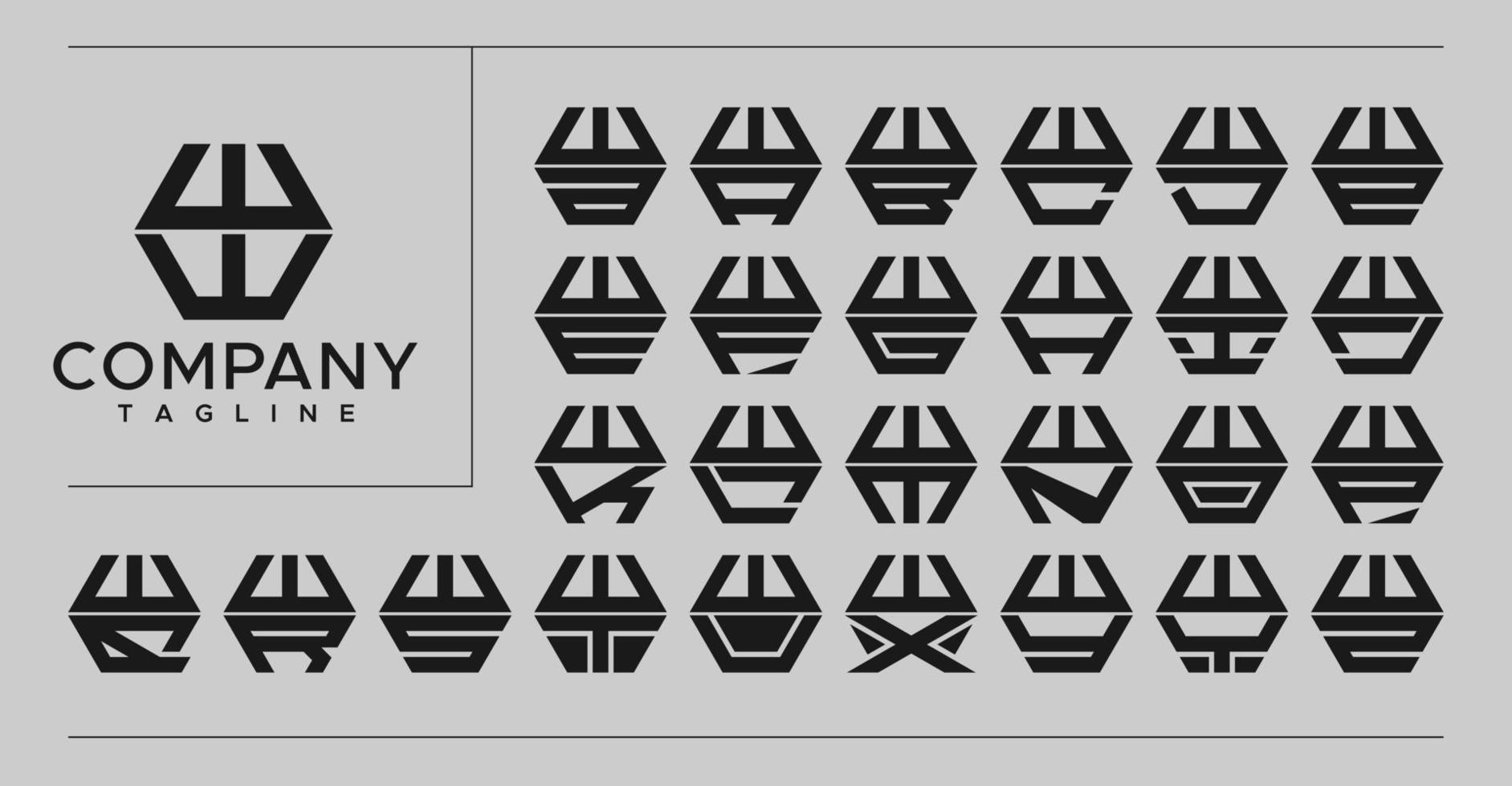 modern linje sexhörning brev w logotyp design. teknologi ww w brev logotyp vektor uppsättning.