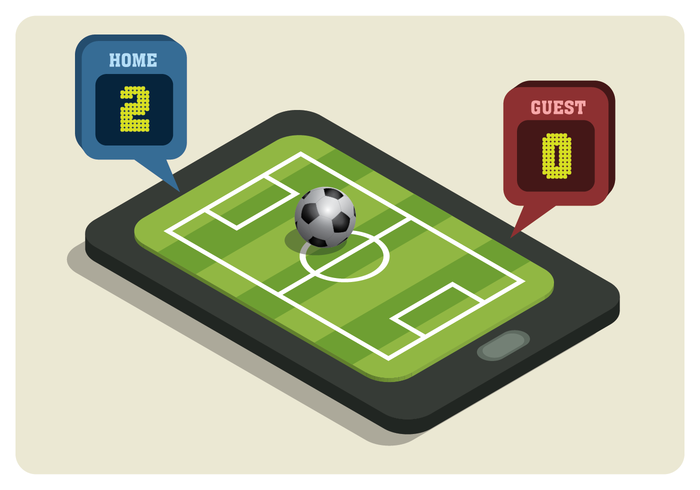 Isometrisk fotbollsplan på smartphone vektor