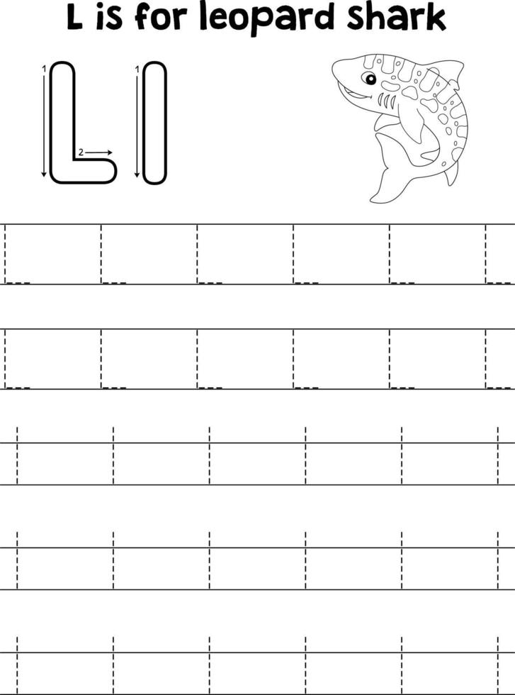 leopard haj djur- spårande brev ABC färg l vektor