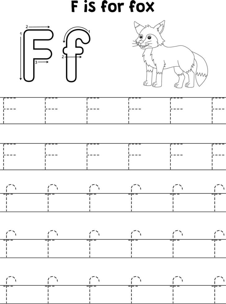 räv djur- spårande brev ABC färg sida f vektor