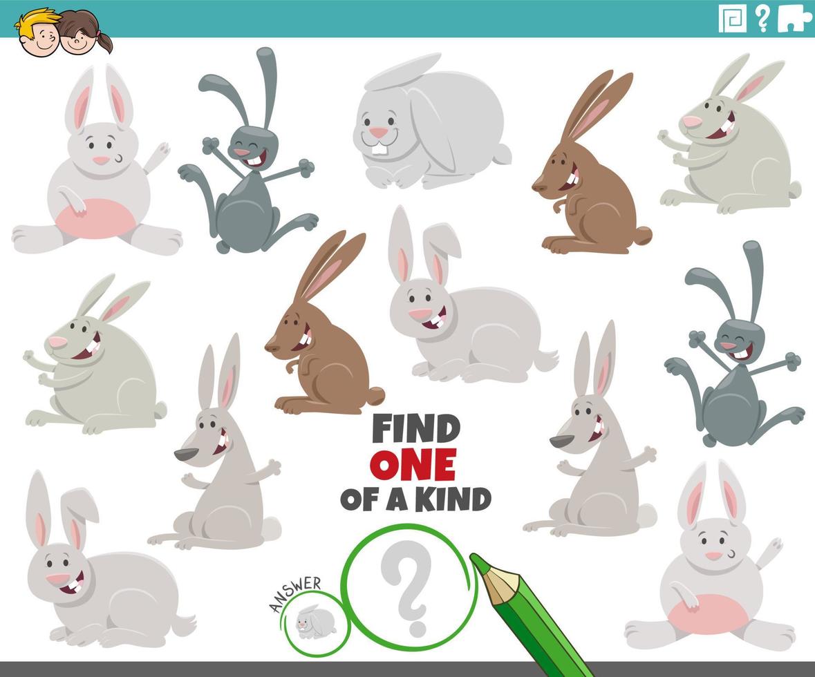 einer von ein nett Spiel mit komisch Karikatur Kaninchen vektor