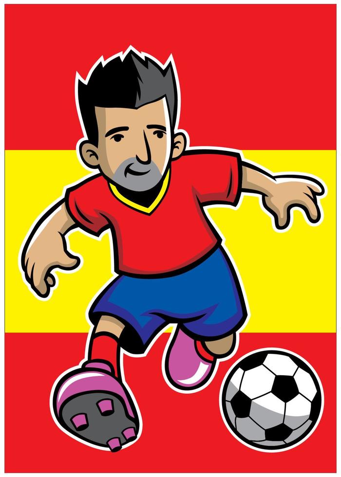 Spanien fotboll spelare med flagga bakgrund vektor