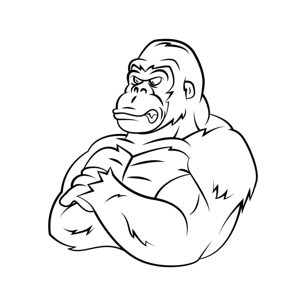 starke gorilla-maskottchenillustration vektor