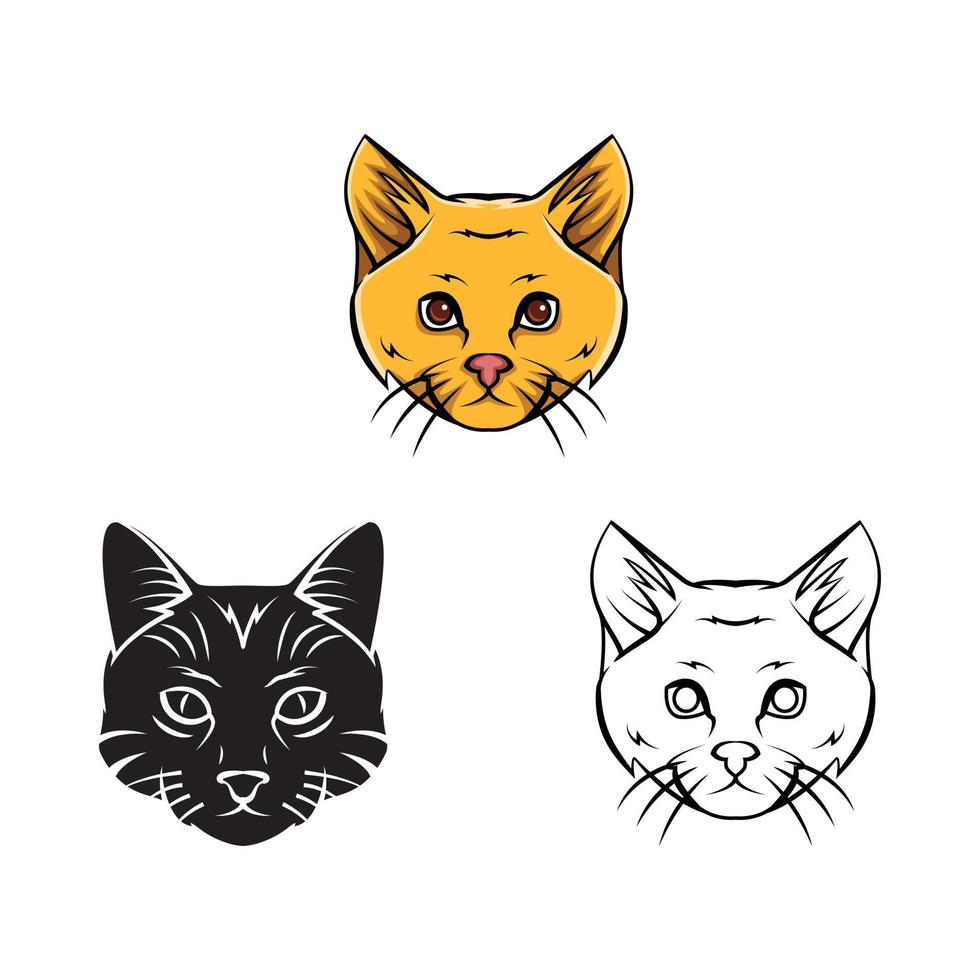 Färbung Buch Katze Kopf Karikatur Charakter vektor
