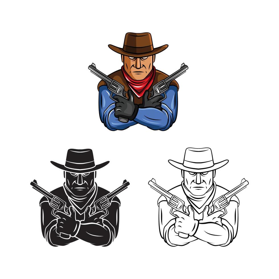 cowboys illustration samling på vit bakgrund vektor