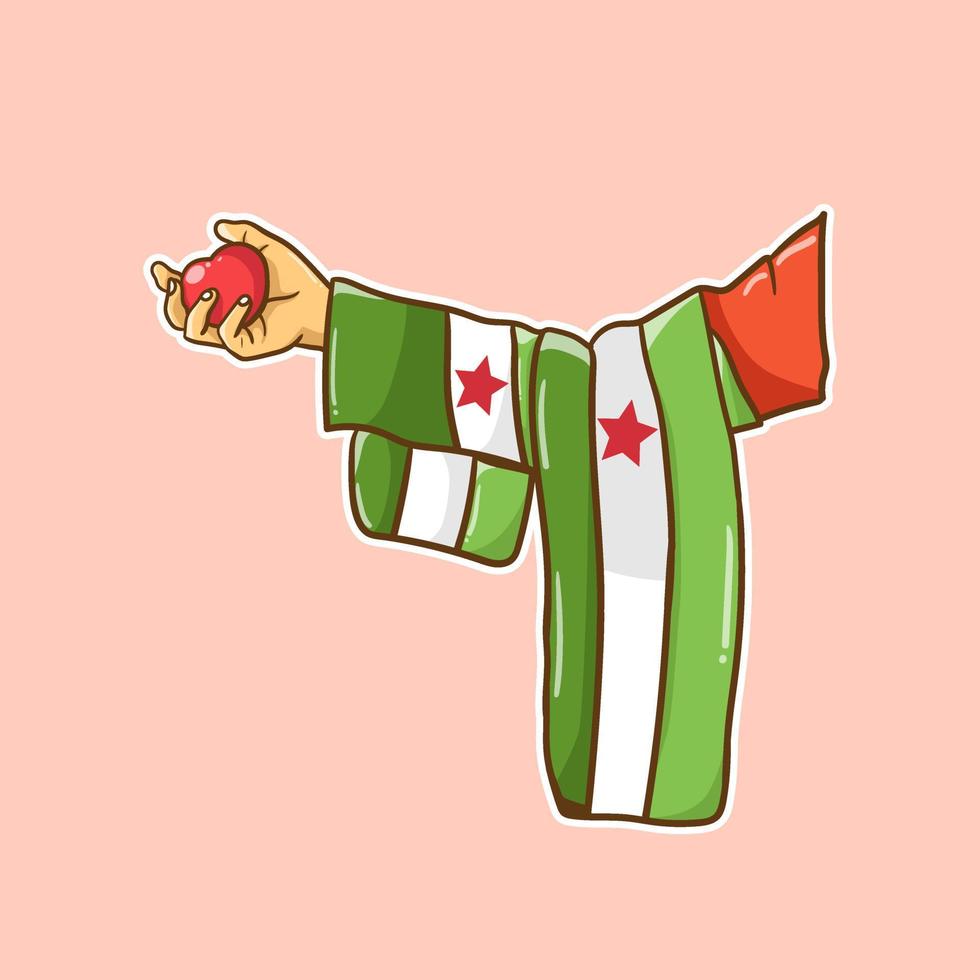 vektor illustration av en hand innehav en syrien flagga