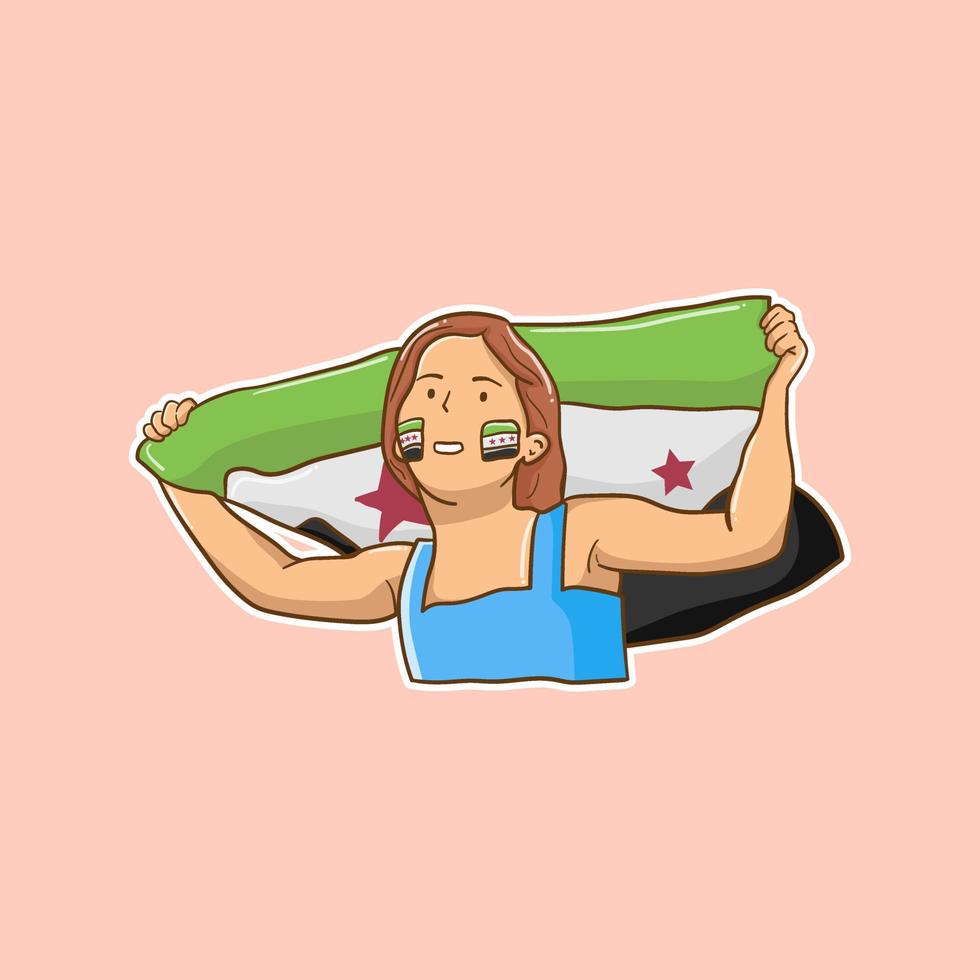 Vektor Illustration von ein Hand halten ein Syrien Flagge