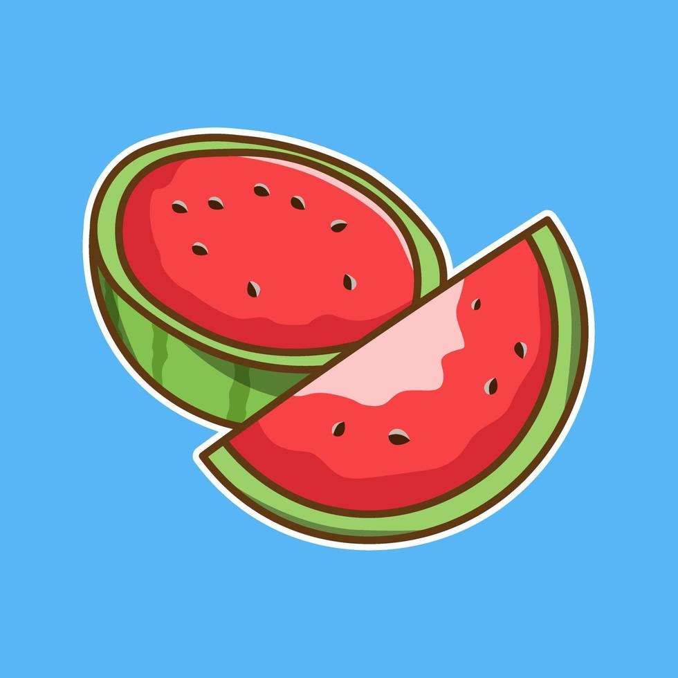 vattenmelon frukt klistermärke vektor illustration