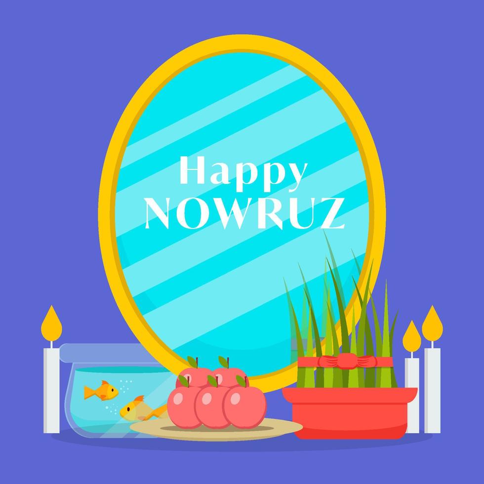 glücklich nowruz im eben Design Stil Illustration vektor