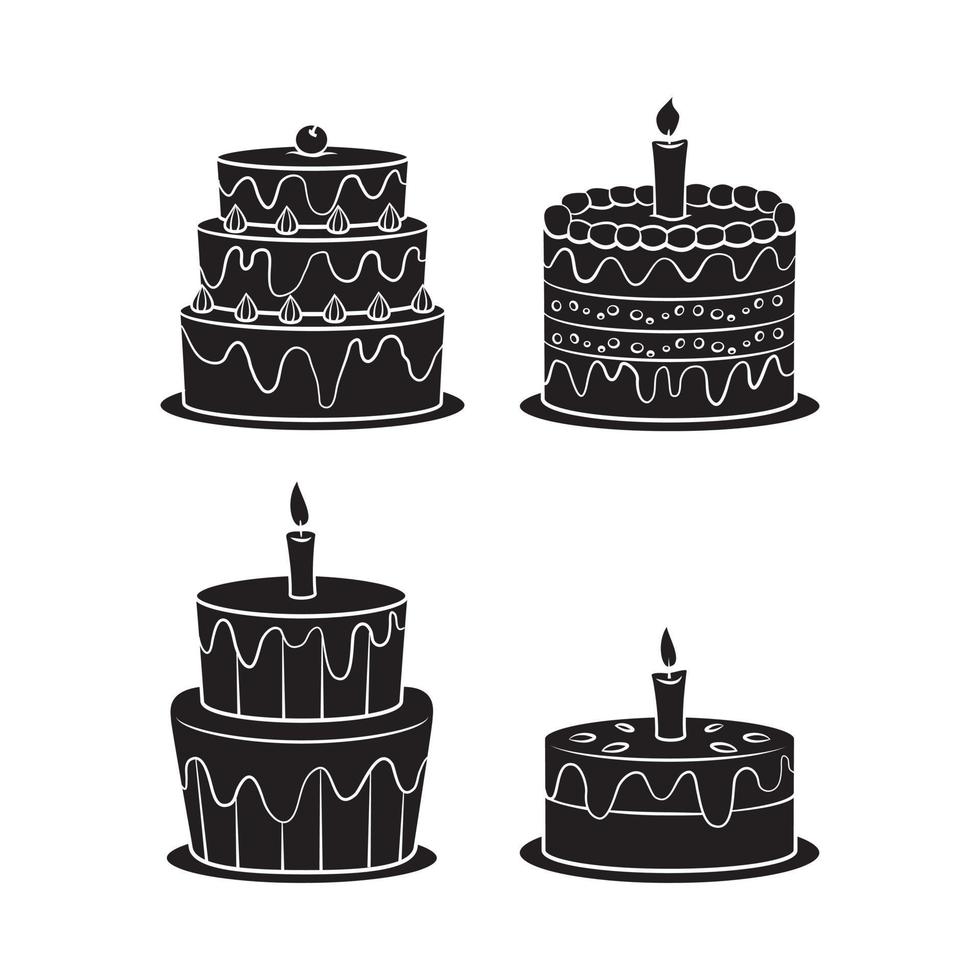 Geburtstag Kuchen Vektor auf Weiß Hintergrund Sammlung