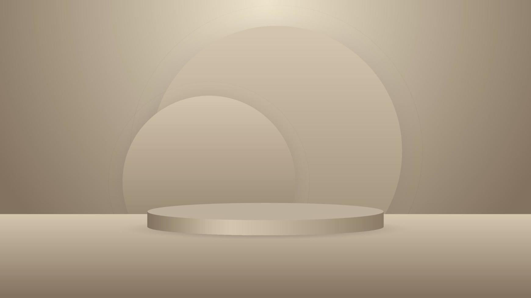 leerer runder Sockel. braunes kreisförmiges podium für herausragende luxusproduktwerbung auf farbigem hintergrund mit minimalem stil im studioraum vektor