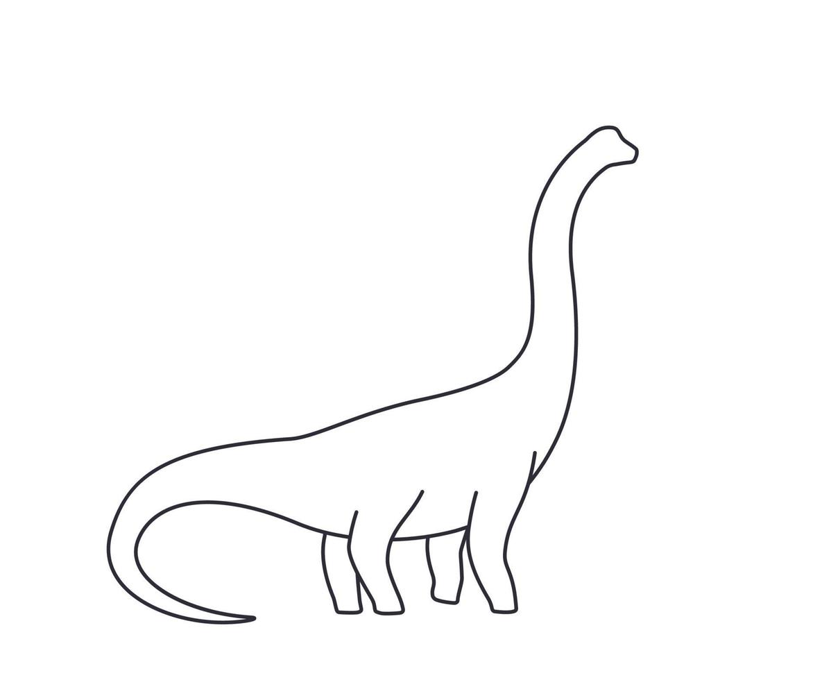 dinosaurie, brachiosaurus silhuett isolerad på vit, linje vector.eps vektor