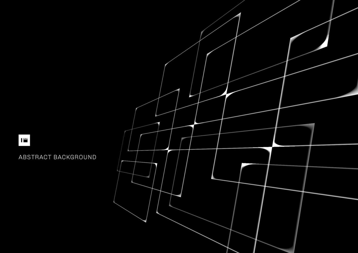 abstrakt mönster vitt korsande geometriska linjer överlappande perspektiv på svart bakgrund vektor