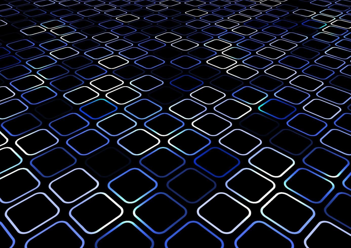 abstrakte blaue geometrische quadratische abgerundete Eckbeschaffenheit. kreative Musterperspektive auf schwarzem Hintergrund. vektor