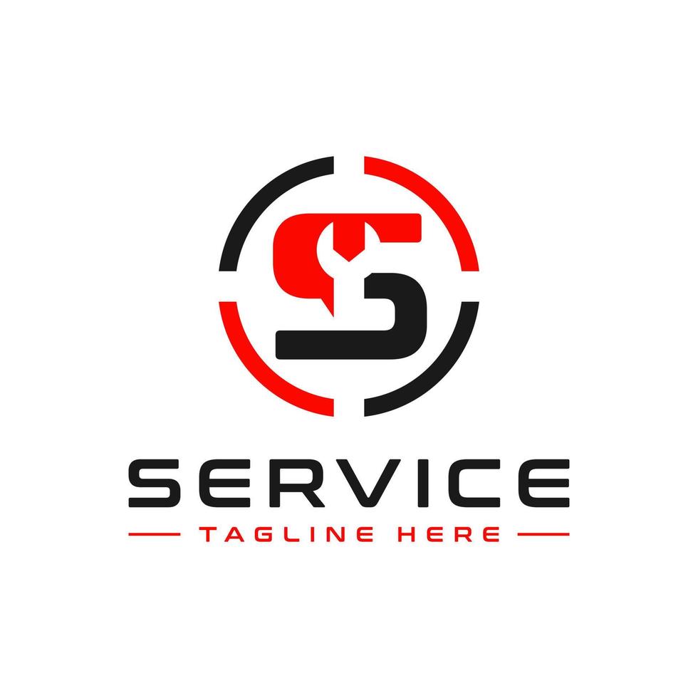 reparera service illustration logotyp med brev s vektor