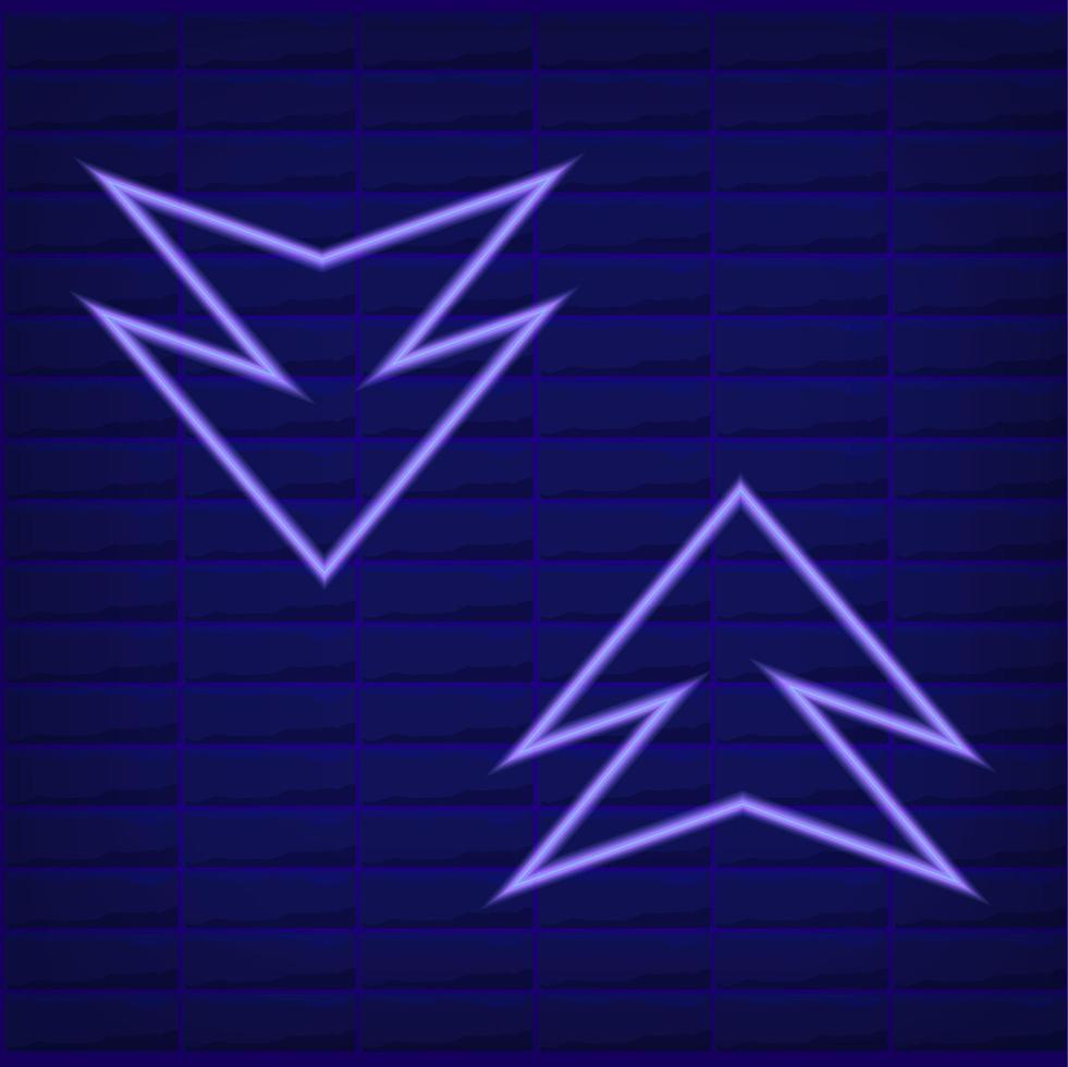 Blau Neon- Vektor eben einstellen Symbol von bunt Pfeile isoliert