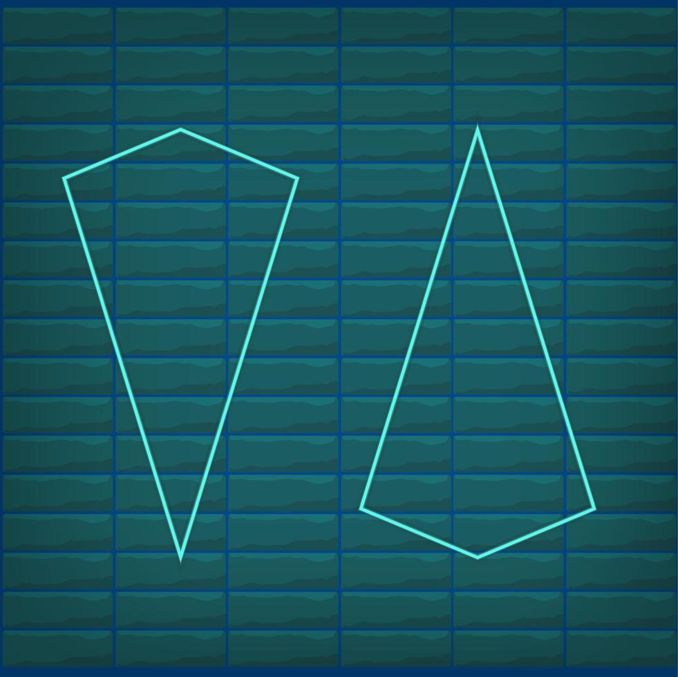 neon pil grön turkos lampa vägg tecken. lysande neon pil pekare på tegel vägg bakgrund. retro skylt med ljus neon rör. lysande Glödlampa baner. vektor illustration.