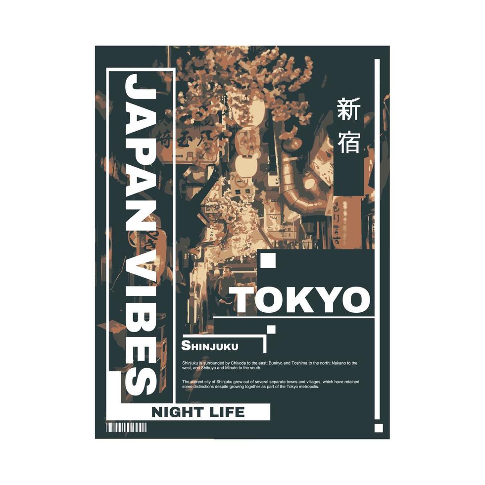 Japan Stimmung T-Shirt Design Vektor