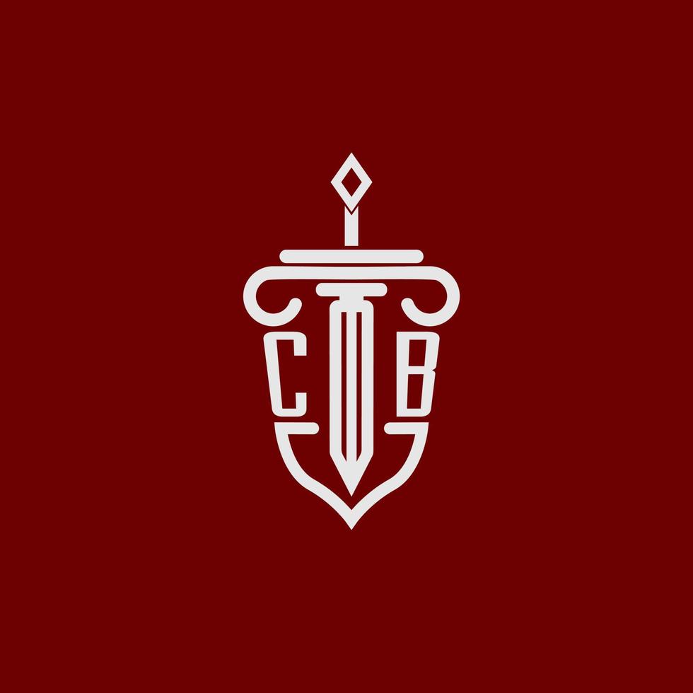 cb första logotyp monogram design för Rättslig advokat vektor bild med svärd och skydda