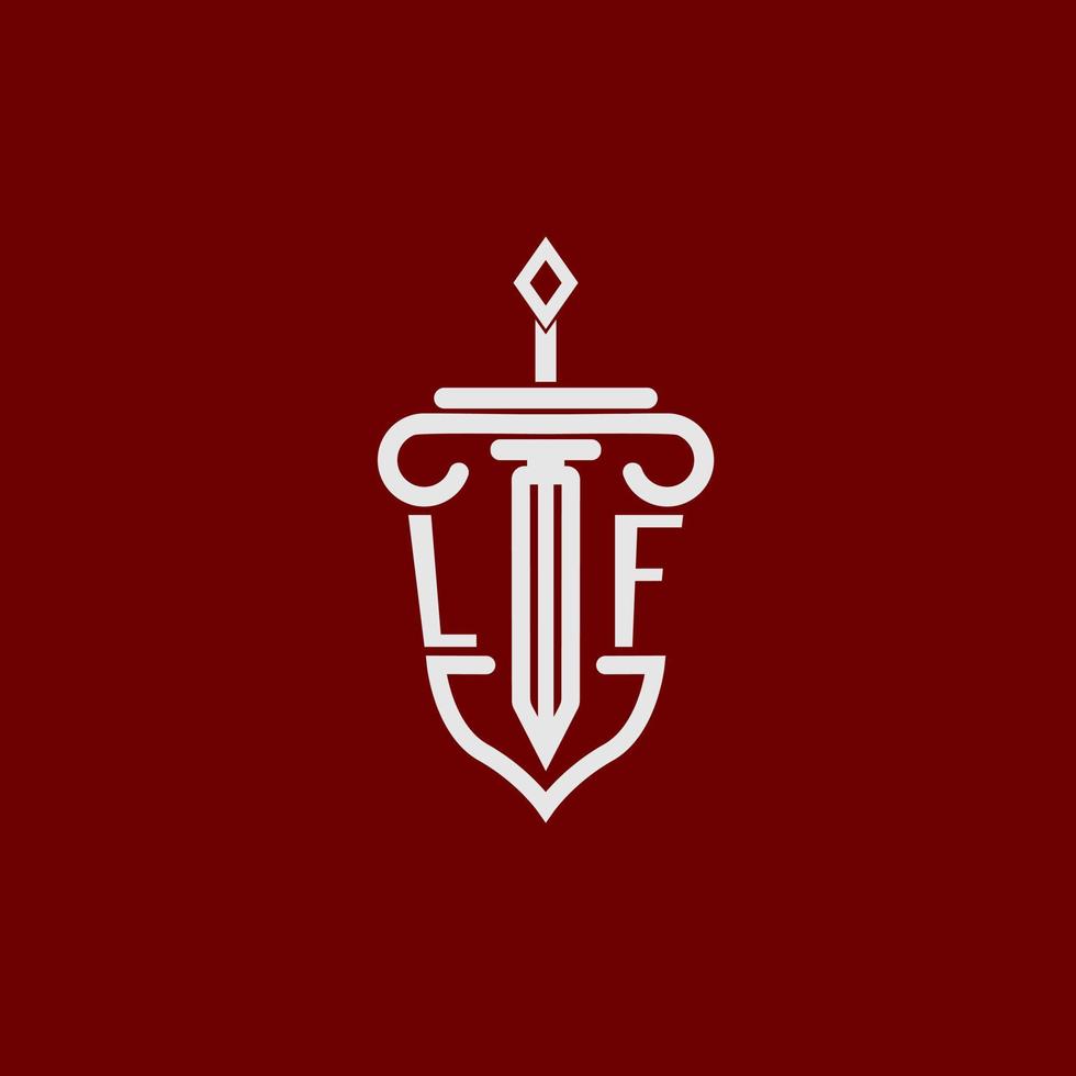 om första logotyp monogram design för Rättslig advokat vektor bild med svärd och skydda