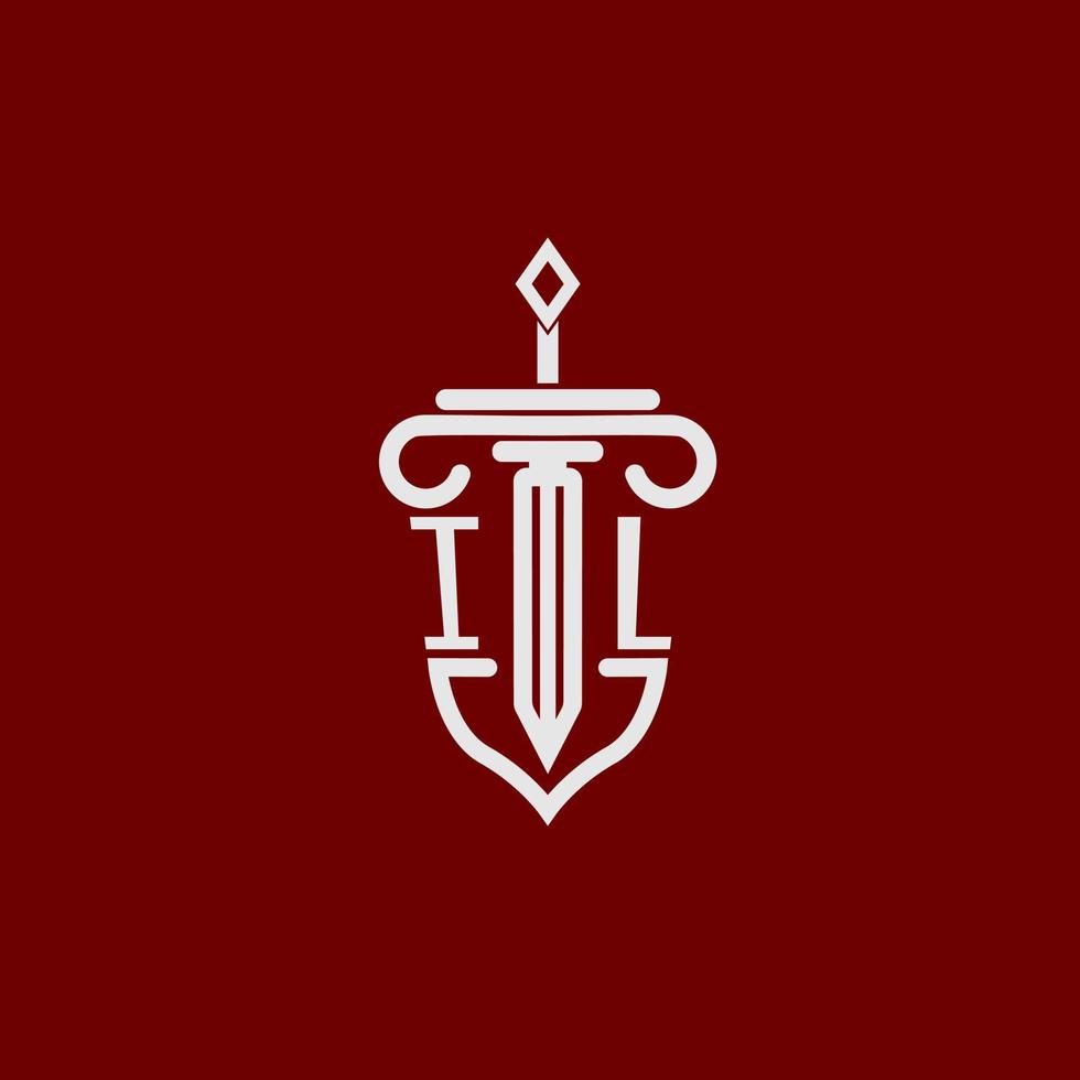 il första logotyp monogram design för Rättslig advokat vektor bild med svärd och skydda
