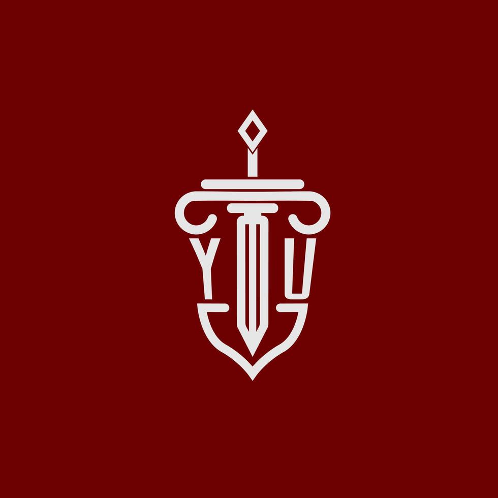 du Initiale Logo Monogramm Design zum legal Anwalt Vektor Bild mit Schwert und Schild