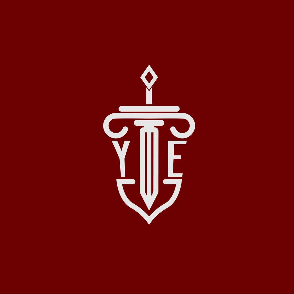 eder första logotyp monogram design för Rättslig advokat vektor bild med svärd och skydda