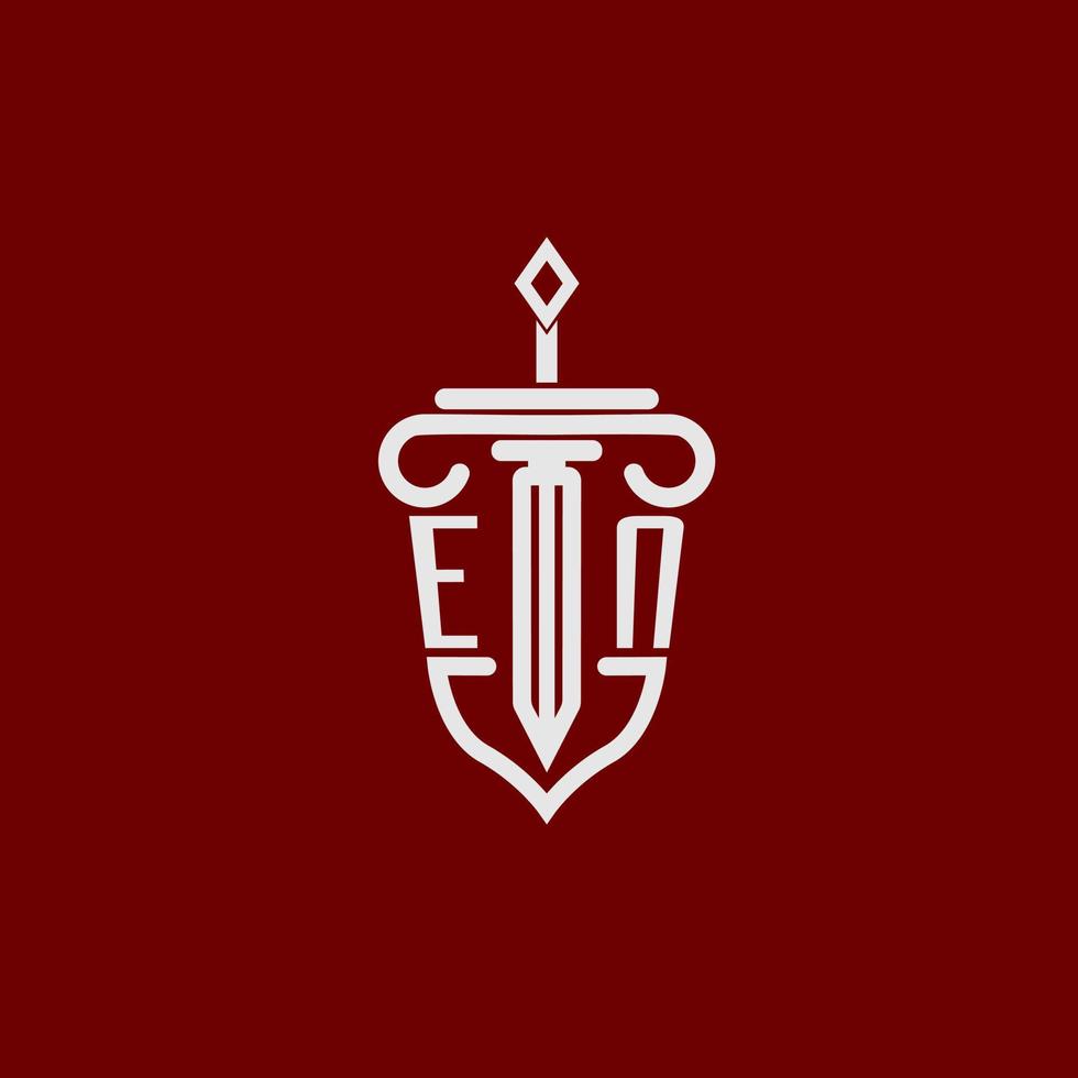 sv första logotyp monogram design för Rättslig advokat vektor bild med svärd och skydda