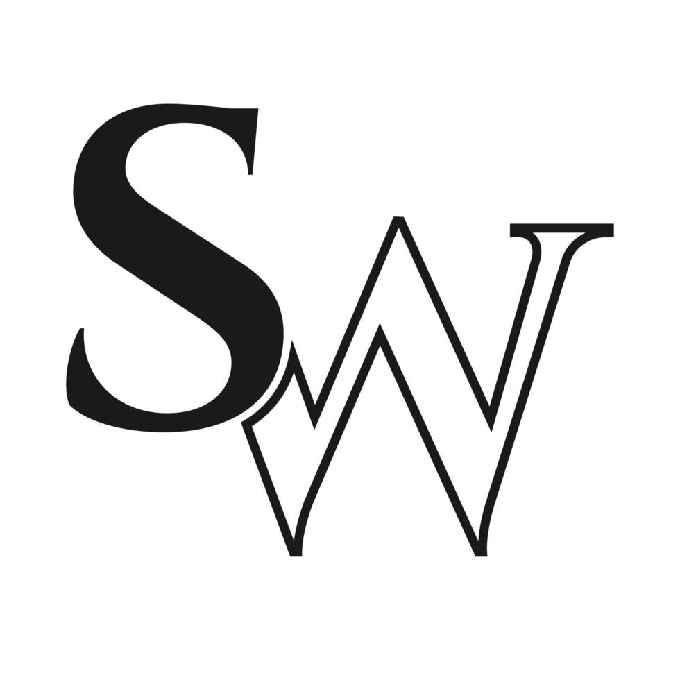 brev ws logotyp. sw logotyp lyx symbol vektor