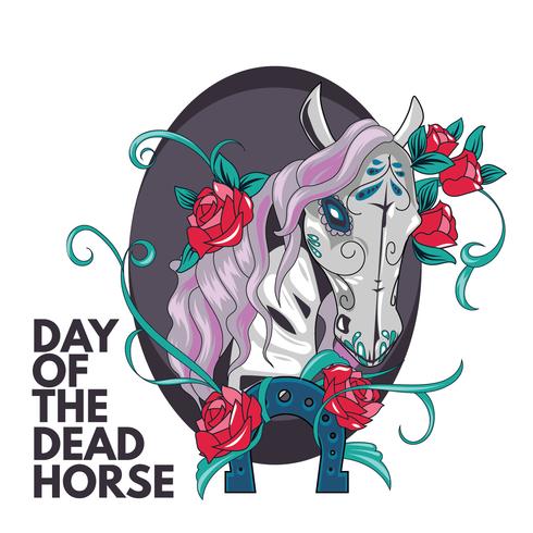 Pferdezuckerschädel-Illustrations-Art für Tag der Toten vektor