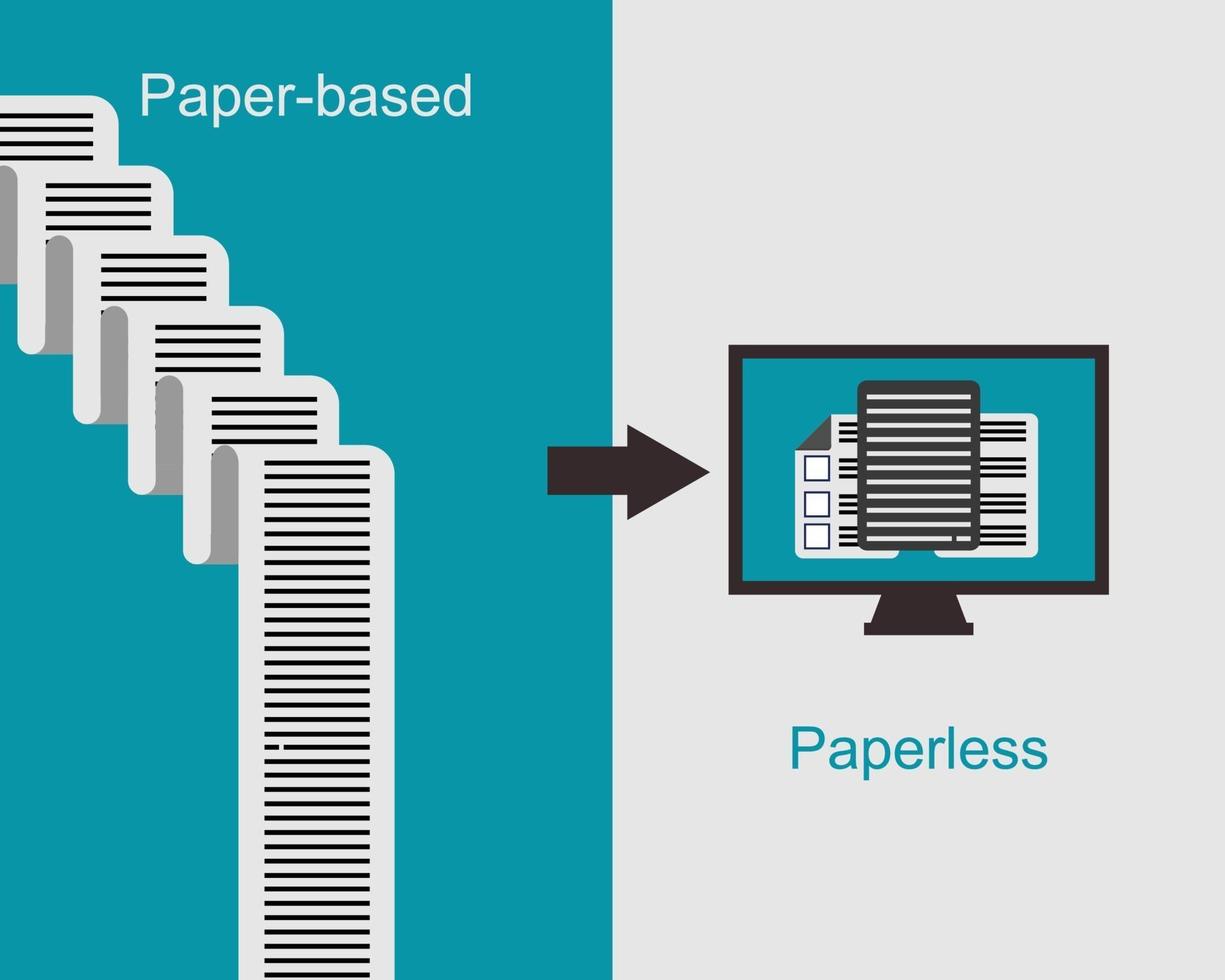 papierbasierter und papierloser Arbeitsvektor vektor