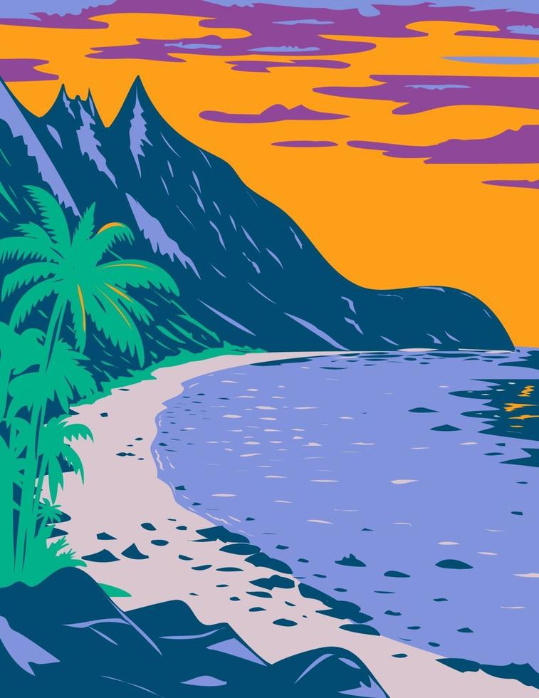 Nationalpark der amerikanischen Samoa ofu Strand USA Territorium wpa Plakatkunst vektor
