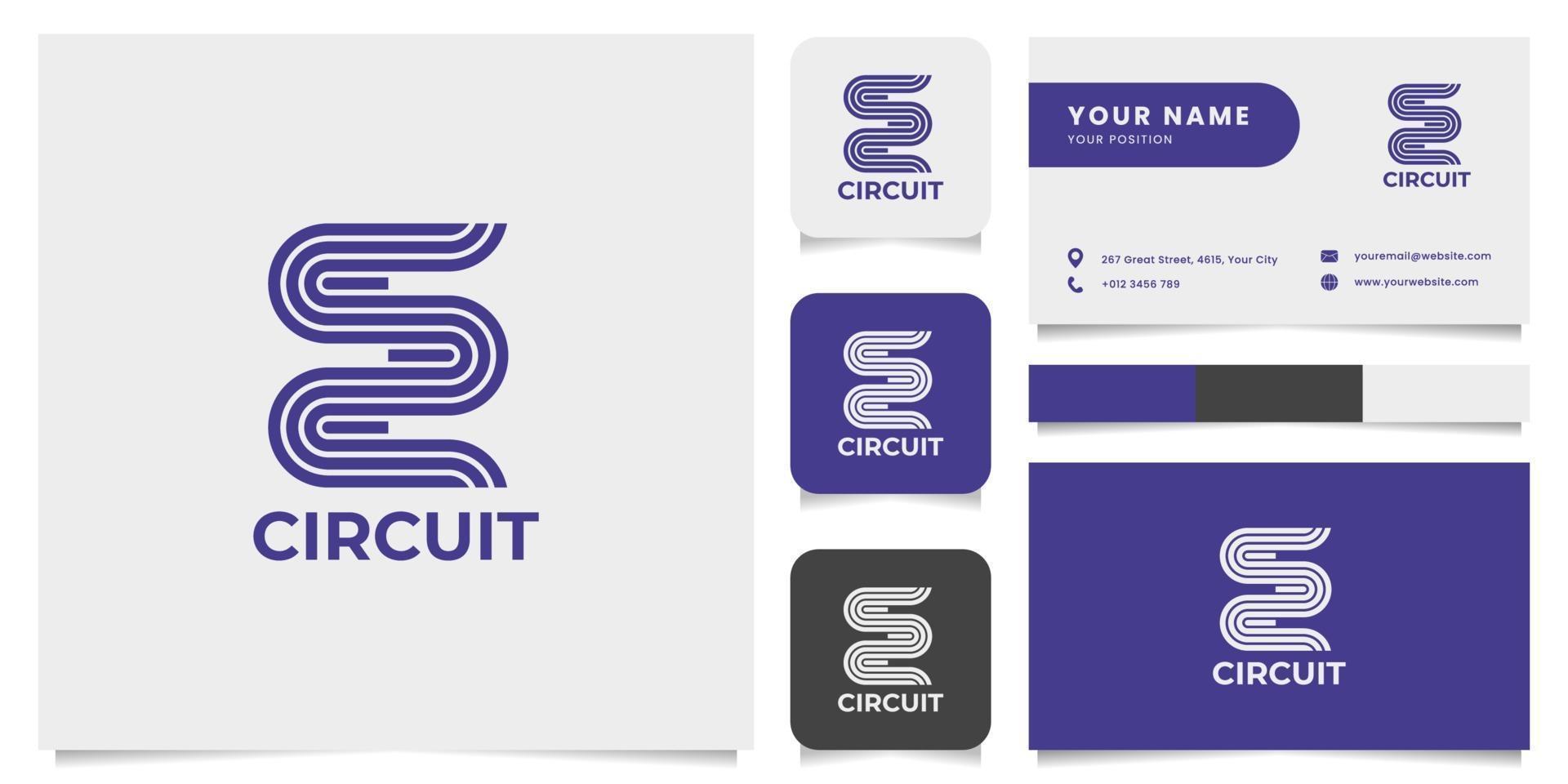 Track Race Circuit Logo mit Visitenkartenvorlage vektor